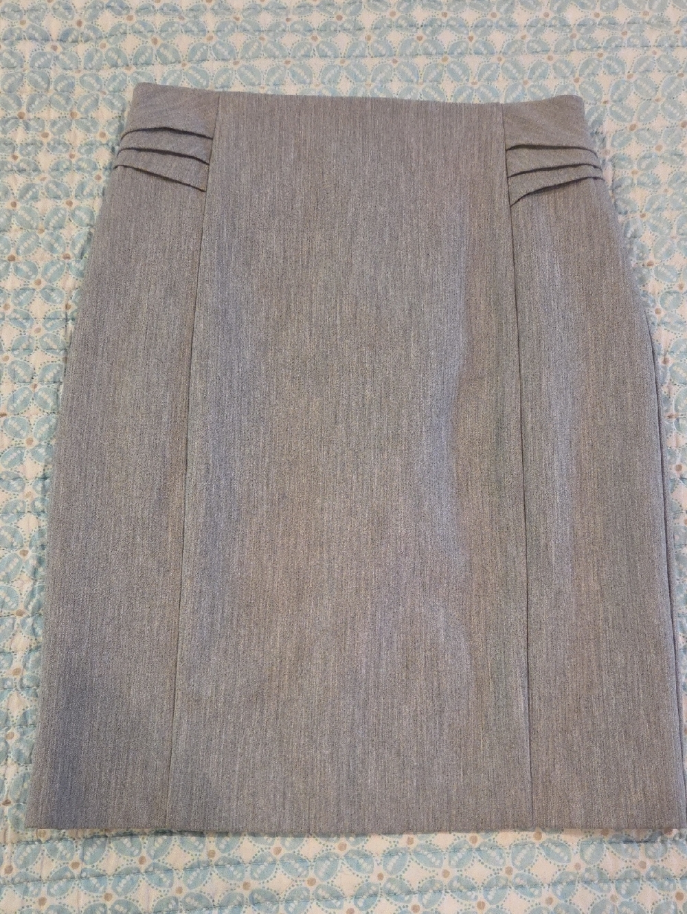 Express Gray Pleated-Side Pencil Skirt